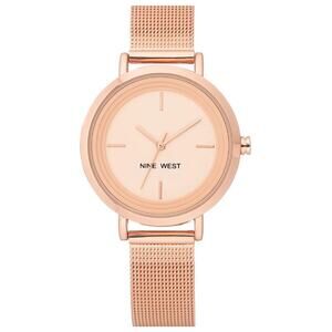 Nine West Women's OS Gold Tone Minimalist Mesh Bracelet Watch F8-21